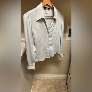 Silk French cuff blouse powder blue